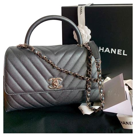 chanel caviar chevron mini|CHANEL Caviar Chevron Quilted Mini Coco Handle Flap Black.